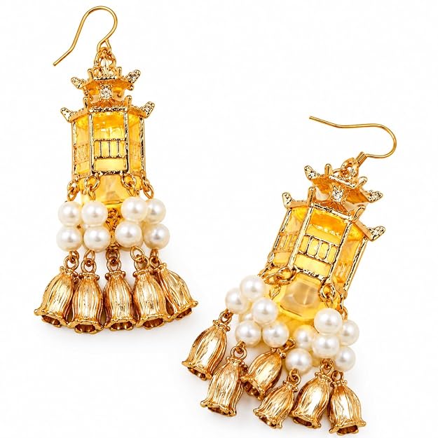 Gold Plated Pearl Light Earrings | Light Wale Earings | Stylish Jewellery For Women & Girls Dangle Drop Earrings Jhumka for Women with Lantern Earring
